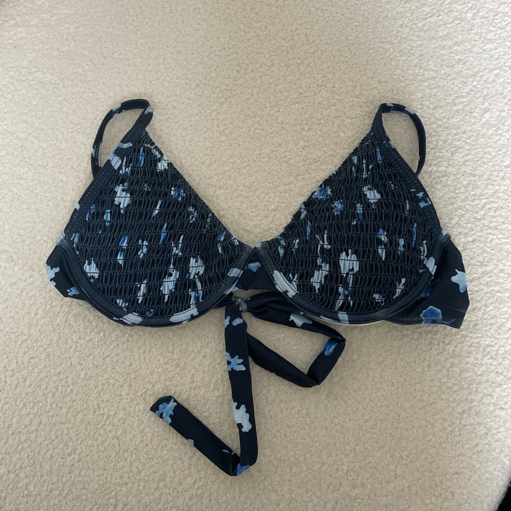 Navy Floral Bikini Top